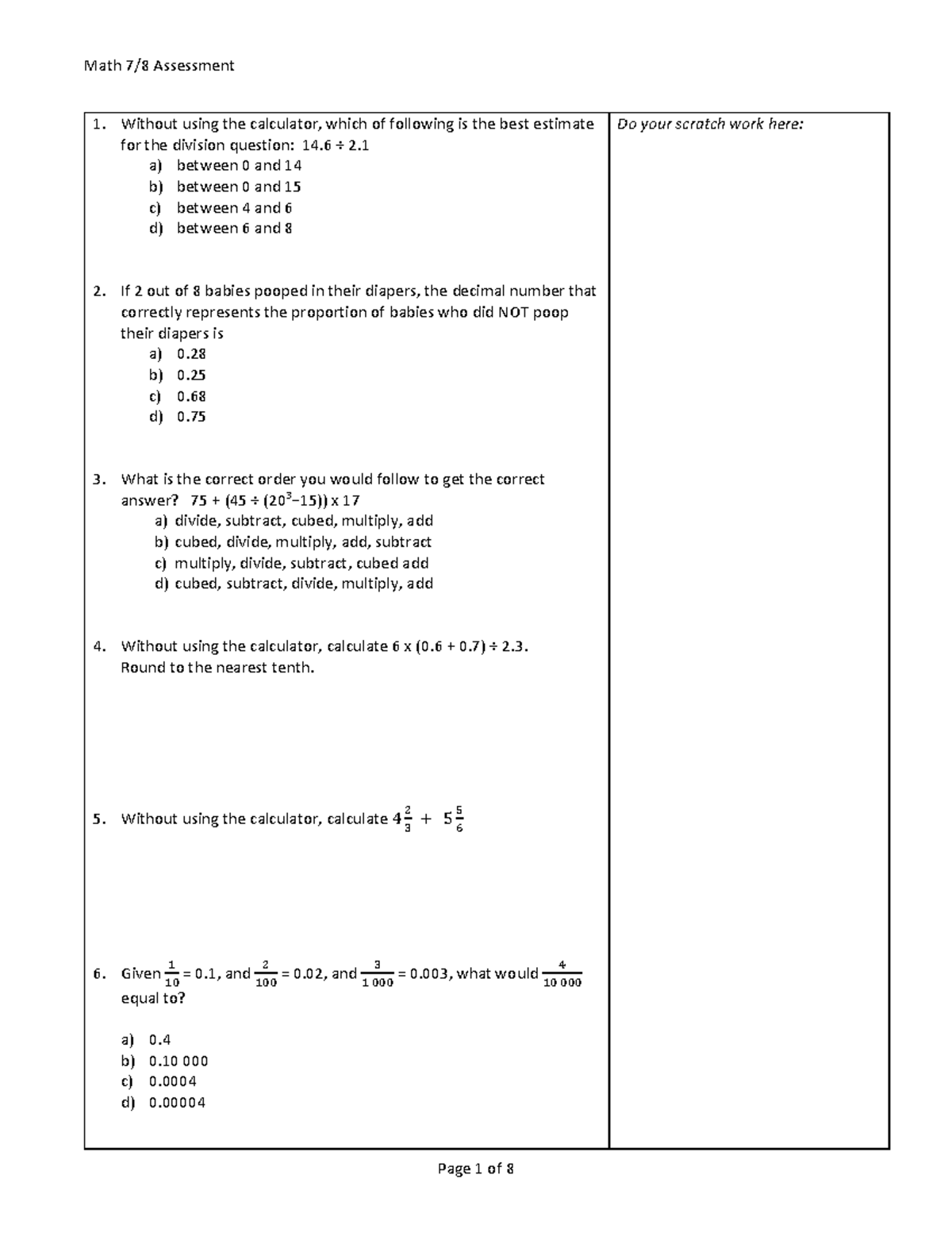 Math8 Assessment - 39 Math Questions To Assess Competencies In Grade 8 ...