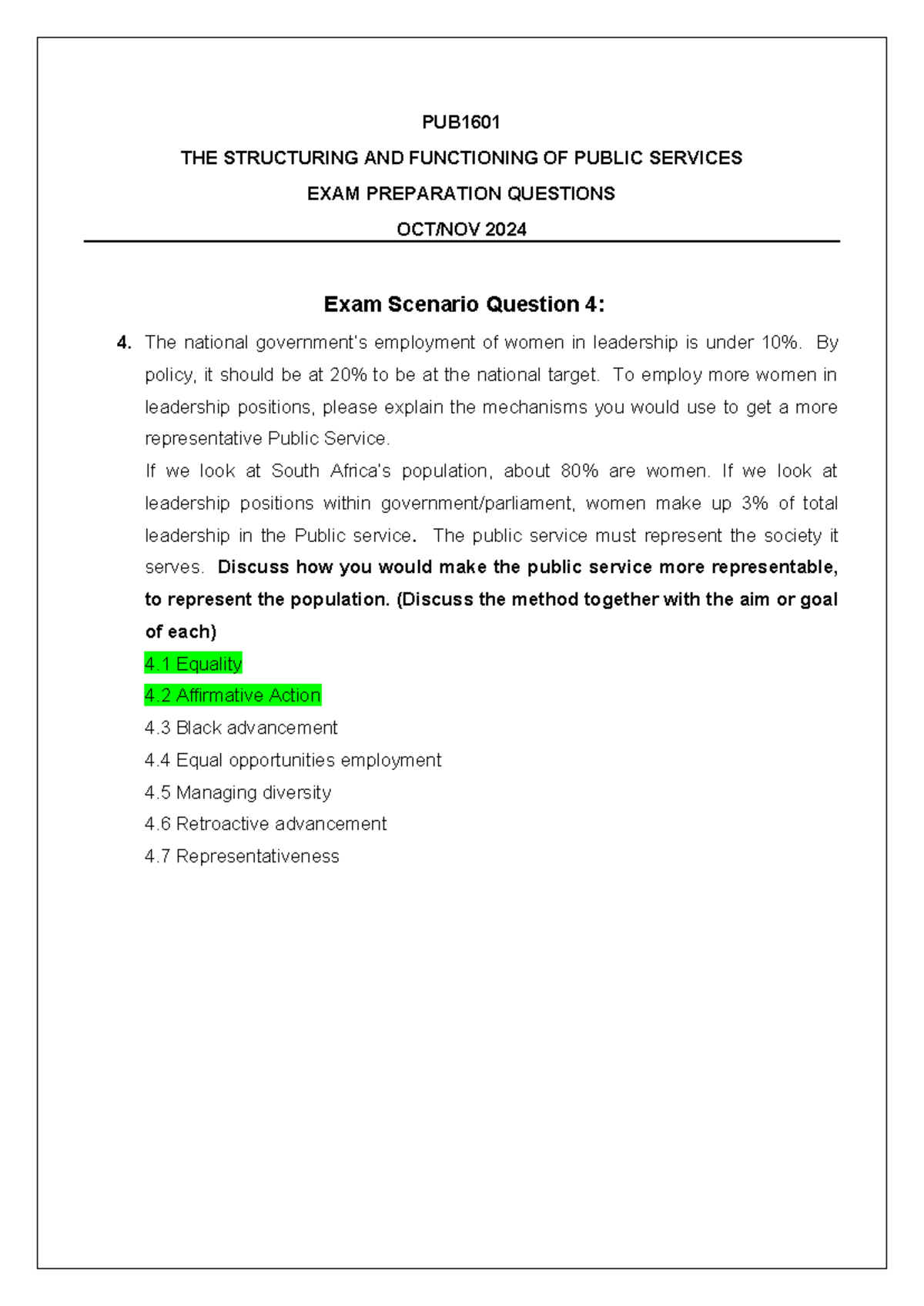 PUB1601 - Exam questions - PUB THE STRUCTURING AND FUNCTIONING OF ...