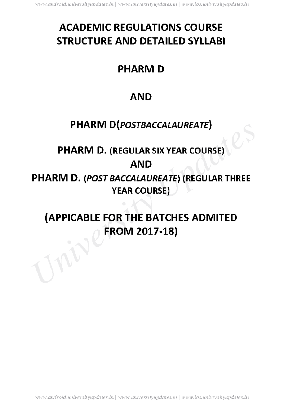 6269 Revised R17 Academic Regulations Syllab US Pharma - University ...
