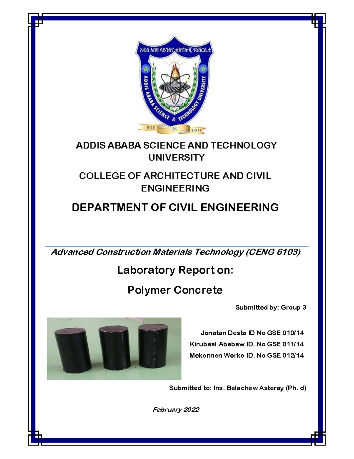 Lab Report For Epoxy Resin Polymer Concrete by Group 3 Extension