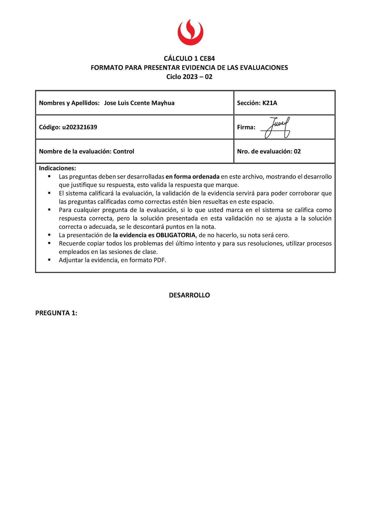 CE84 K21A Control 02 Ccente Mayhua JOSE LUIS - C¡LCULO 1 CE FORMATO ...