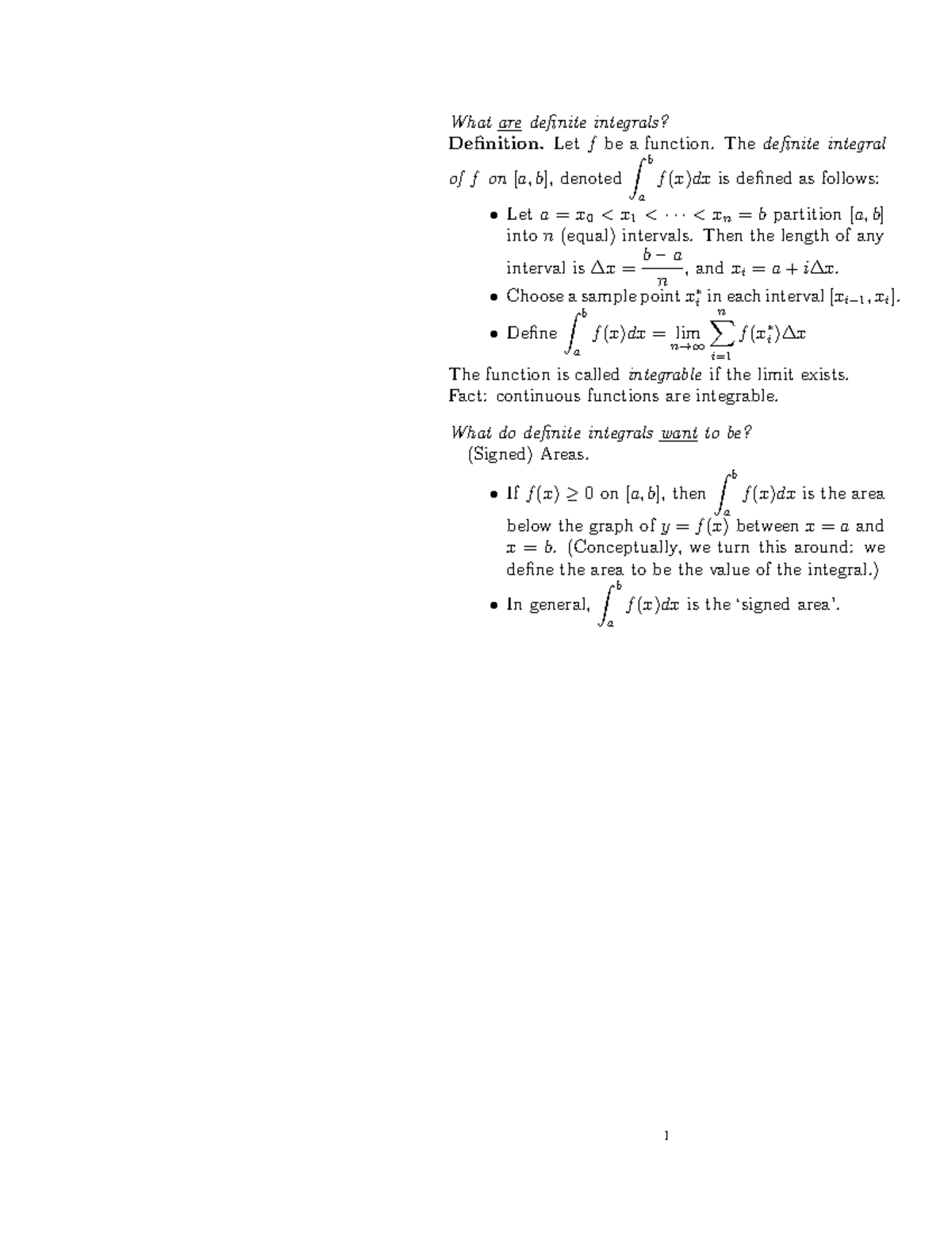 1720-Definite Integrals - What are definite integrals? Definition. Let ...