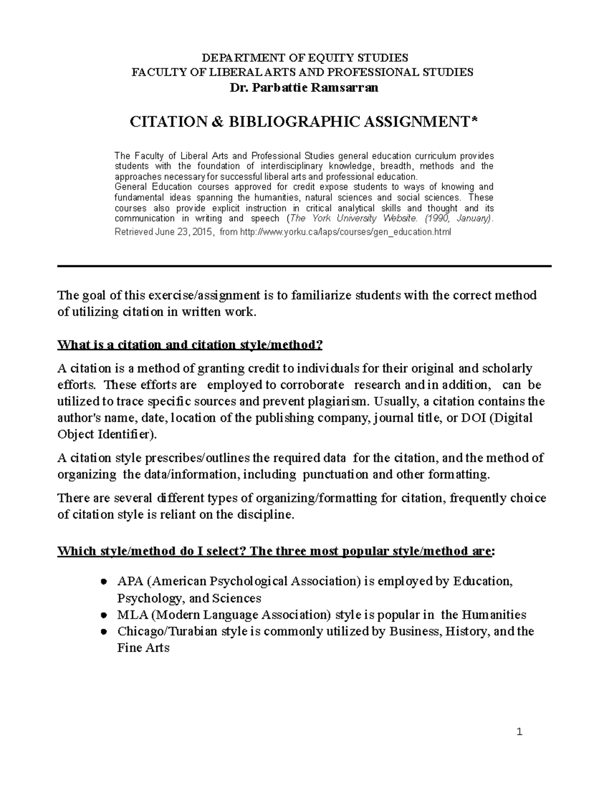 Citation - AN Introduction TO APA - DEPARTMENT OF EQUITY STUDIES ...