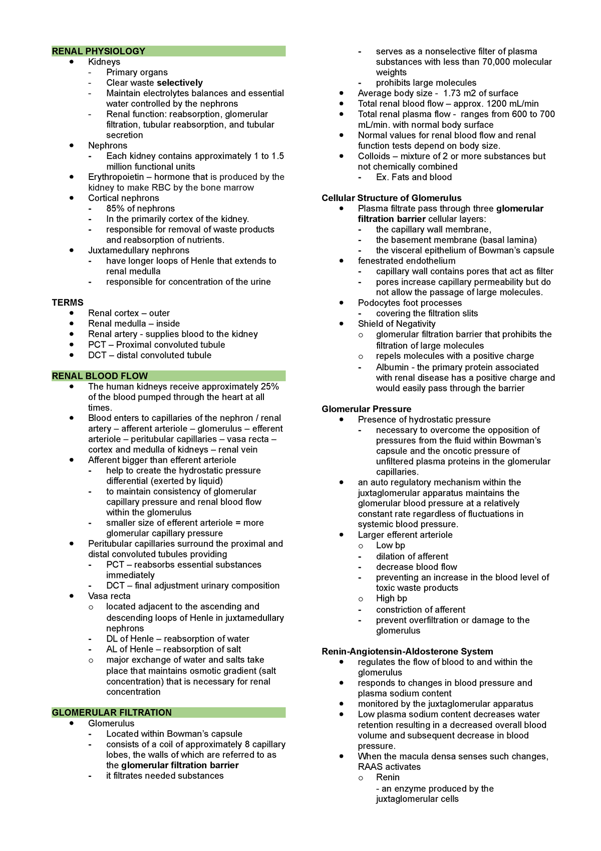 Renal Physiology - AUBF- Strasinger - RENAL PHYSIOLOGY Kidneys ...