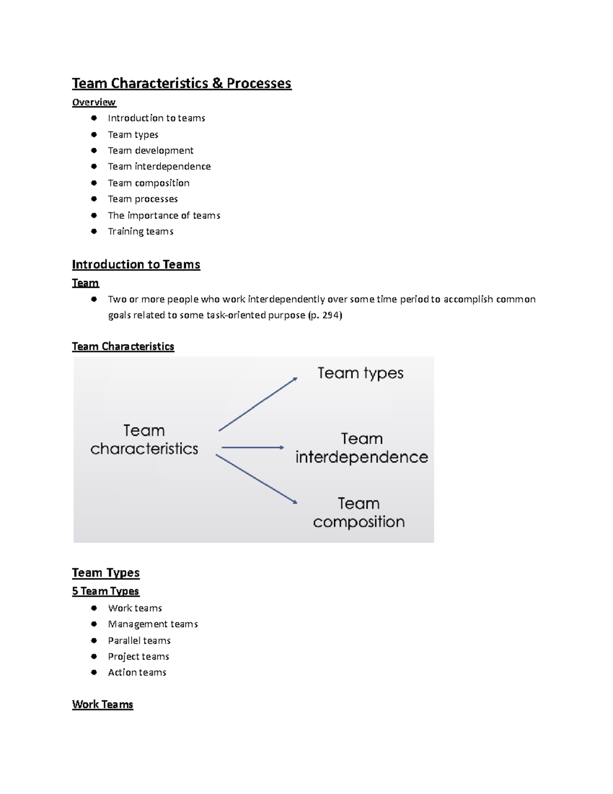 MOS 2181 Week Eight Lecture Notes - Team Characteristics & Processes ...