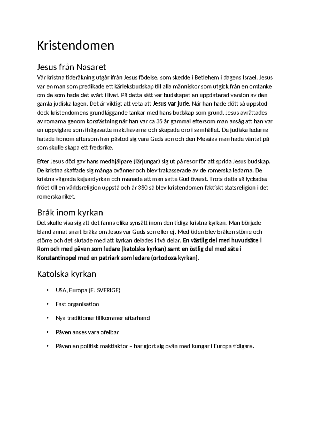 Sammanfattning Kristendomen - Kristendomen Jesus från Nasaret Vår ...