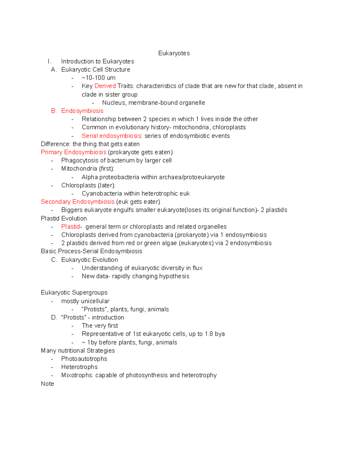1-23 Lecture 3 - Professor Cardinale Eukaryotes - Eukaryotes I ...