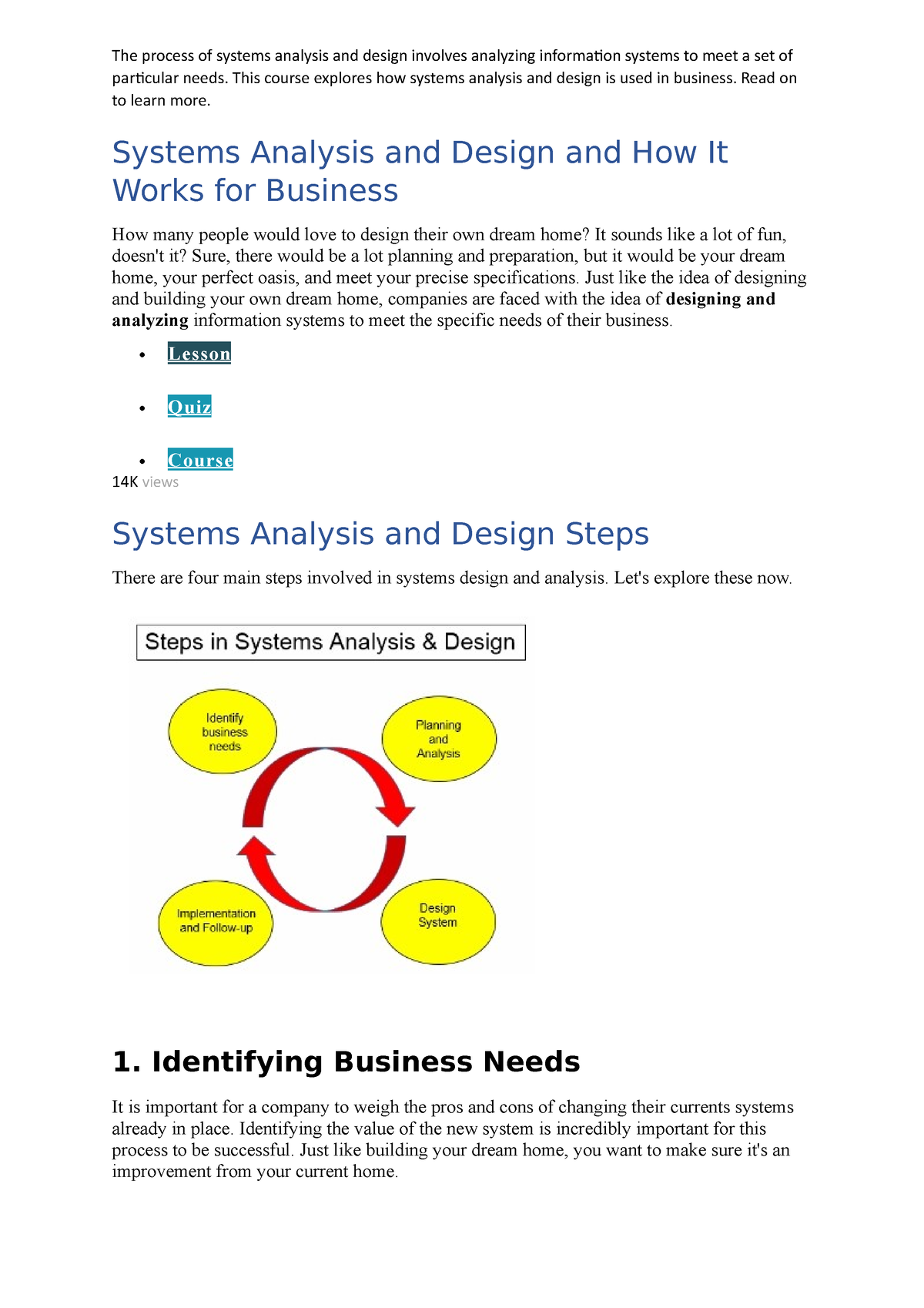 Systems Analysis And Design And How It Works For Business - ####### The ...