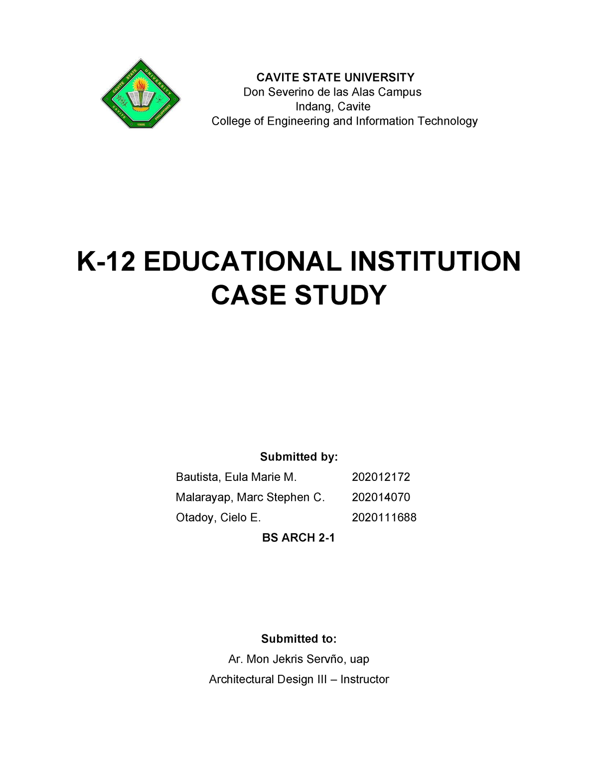 front page for case study