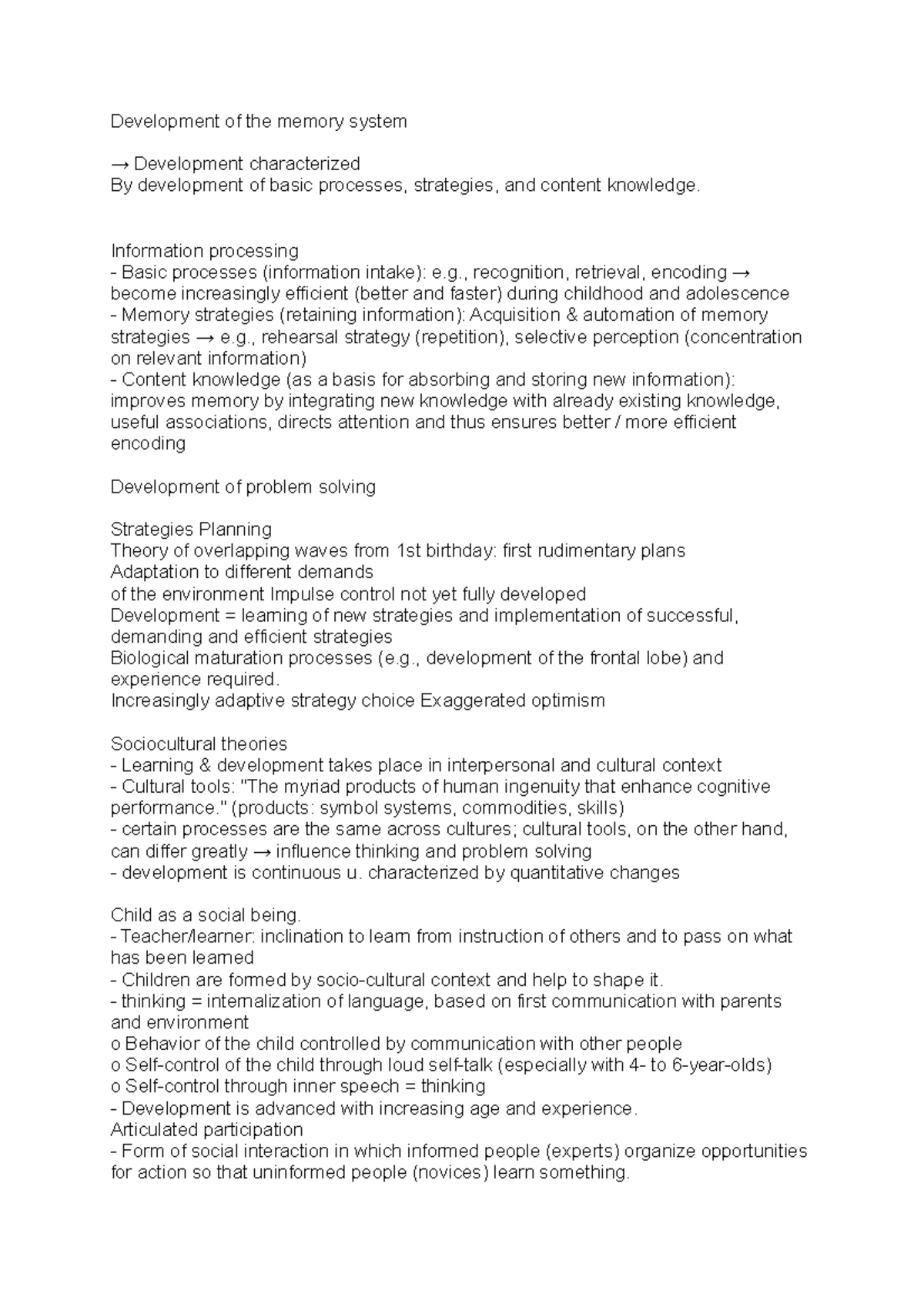 Development of the memory system - Information processing Basic ...
