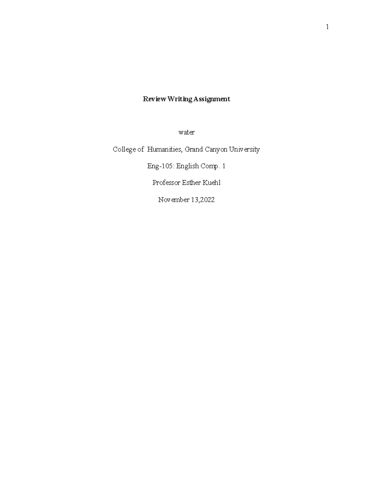 review writing assignment gcu