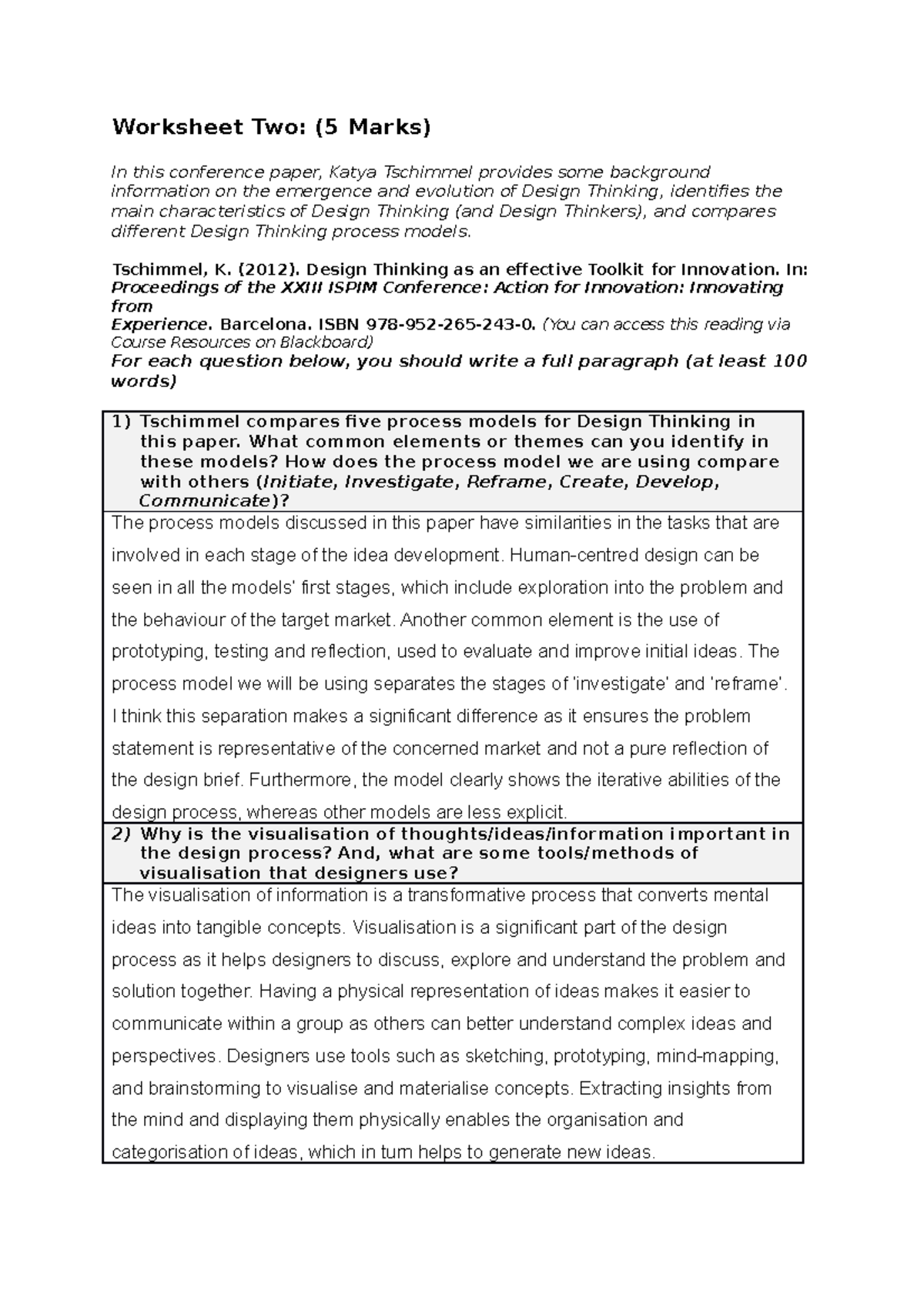 Worksheet 2: Design Thinking as an effective Toolkit for Innovation ...