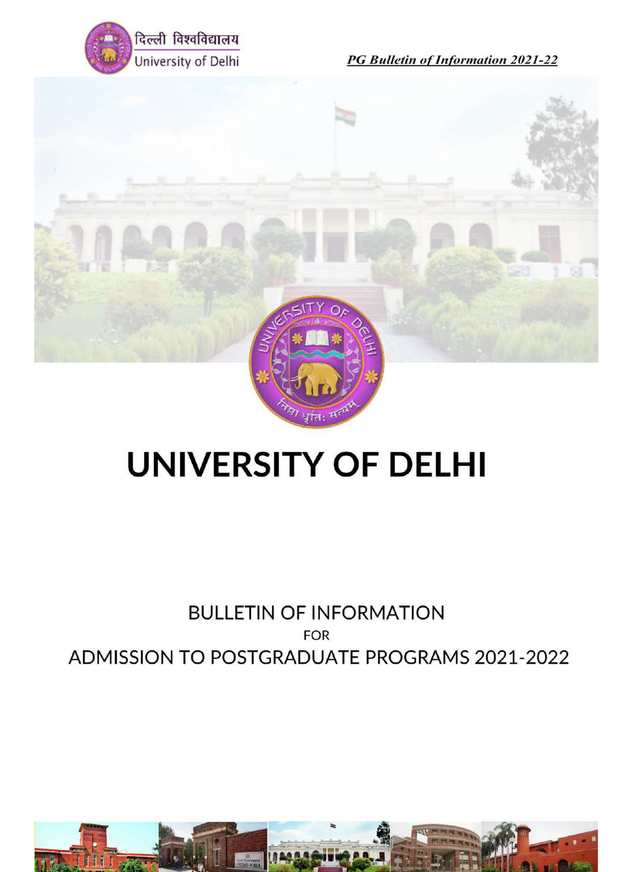 PG Bulletin 2021-22 23 - Guidelines - UNIVERSITY OF DELHI BULLETIN OF ...