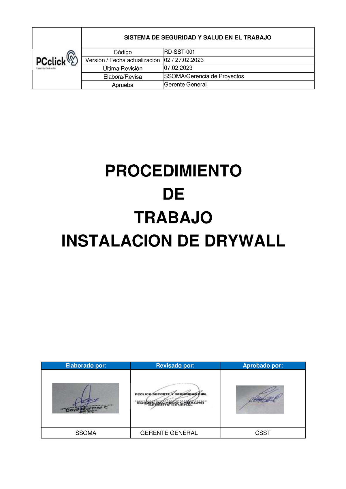 Procedimiento De Trabajo Instalacion De Drywall Procedimiento De Trabajo Instalacion De 