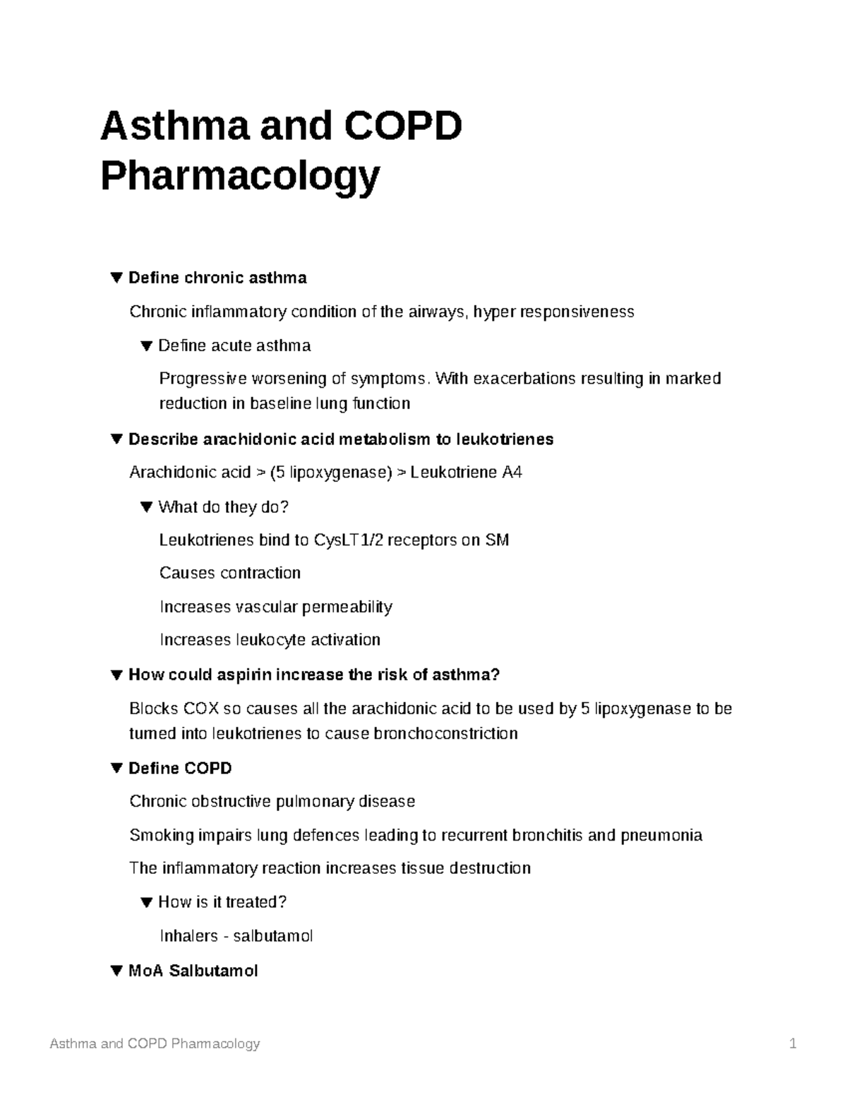 Asthma and COPD Pharmacology - With exacerbations resulting in marked ...