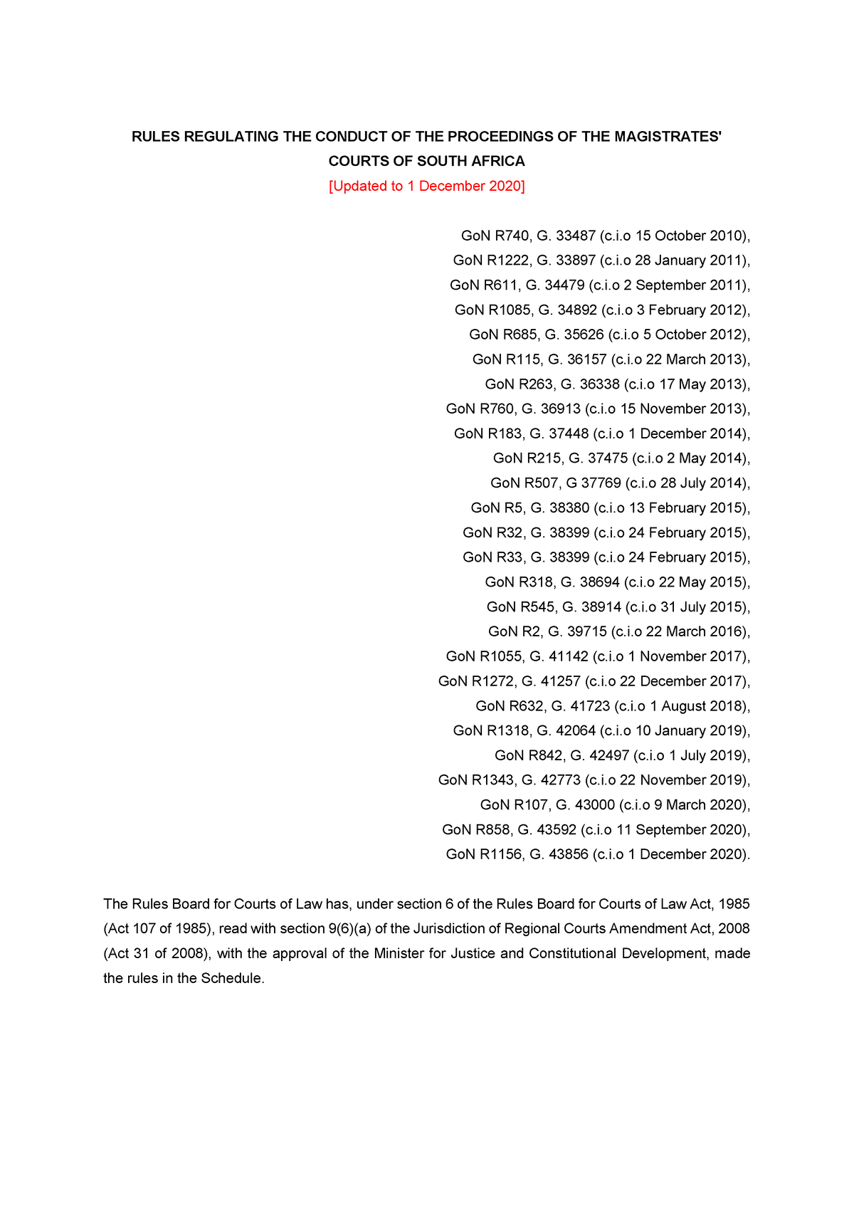 Rules Regulating THE Conduct OF THE Proceedings OF THE Magistrates ...