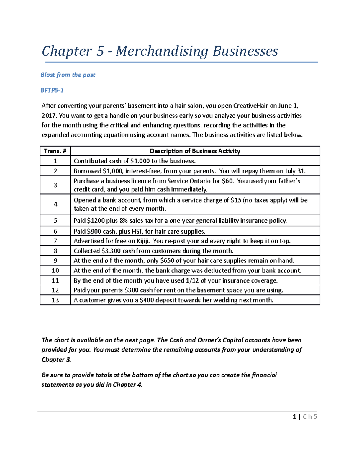 Chapter 5 - Merchandising Businesses - Student Copy - Chapter 5 ...