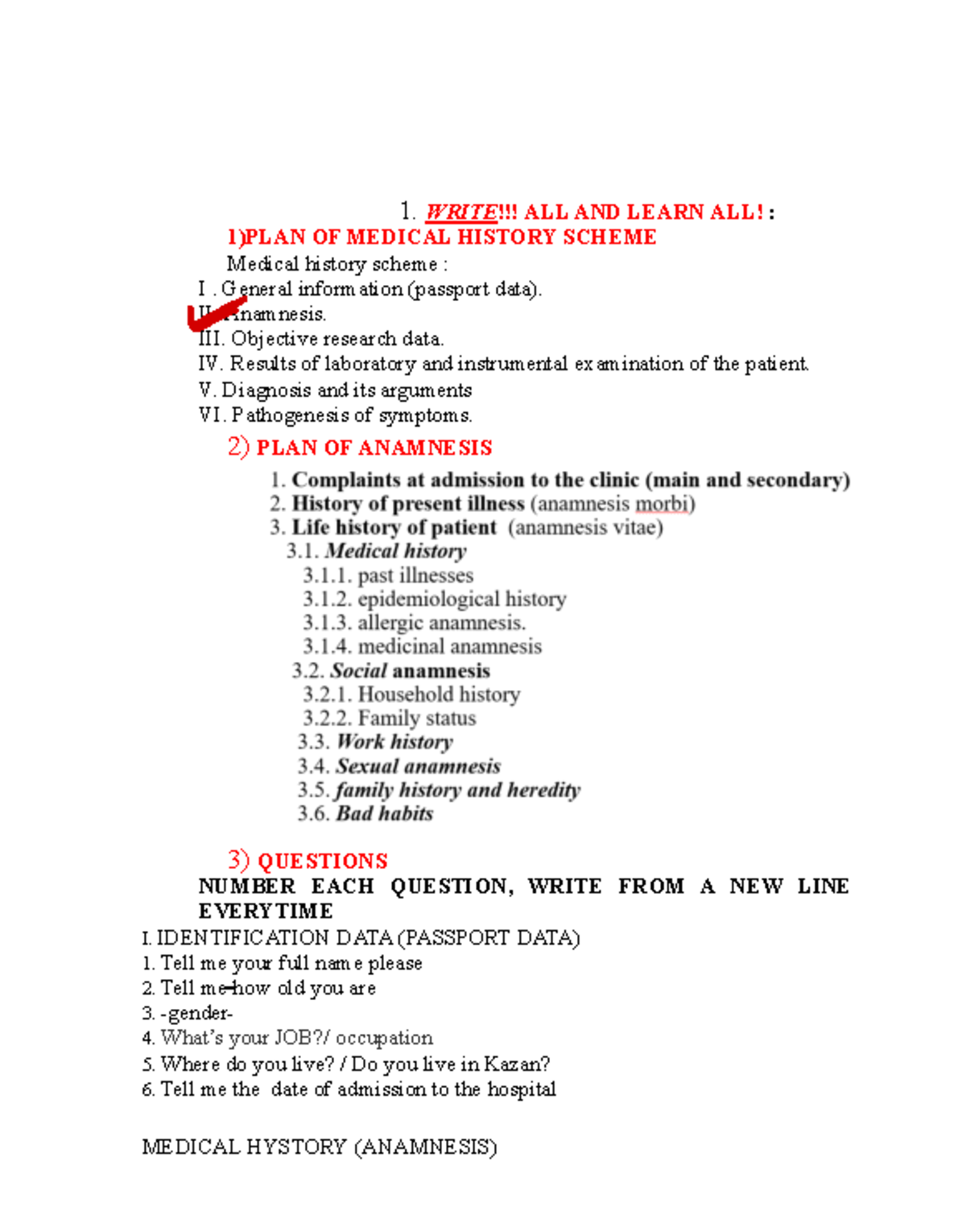 Hometask 1 2 - Notes - 1. WRITE!!! ALL AND LEARN ALL! : 1)PLAN OF ...