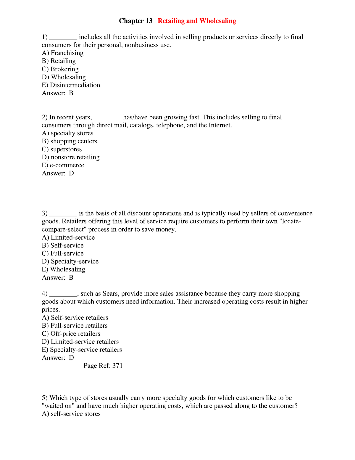 Ch13 Retailing And Wholesaling - Chapter 13 Retailing And Wholesaling ...