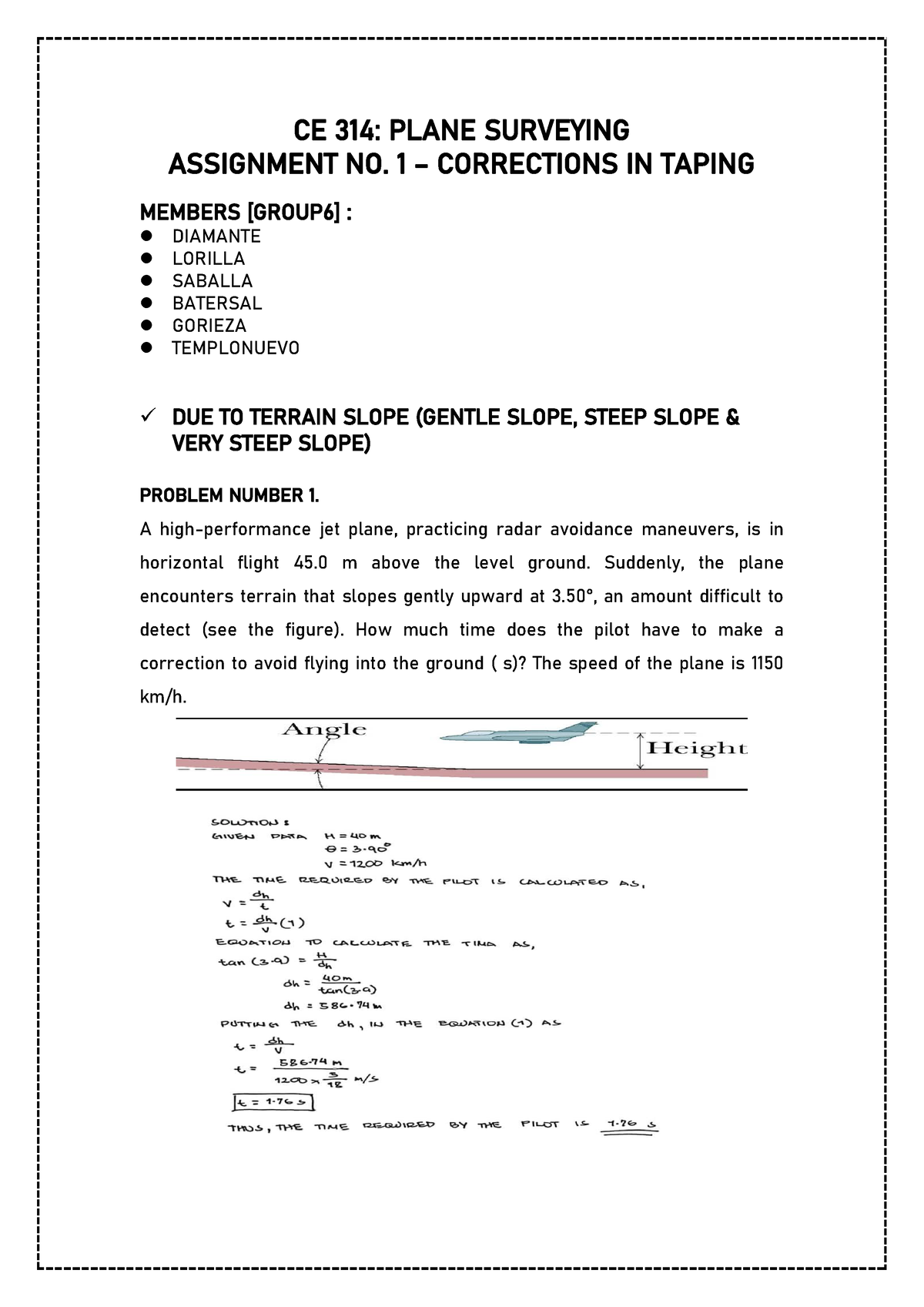 Assignment NO. 1 – Corrections IN Taping [ Group 6] - CE 314 ...