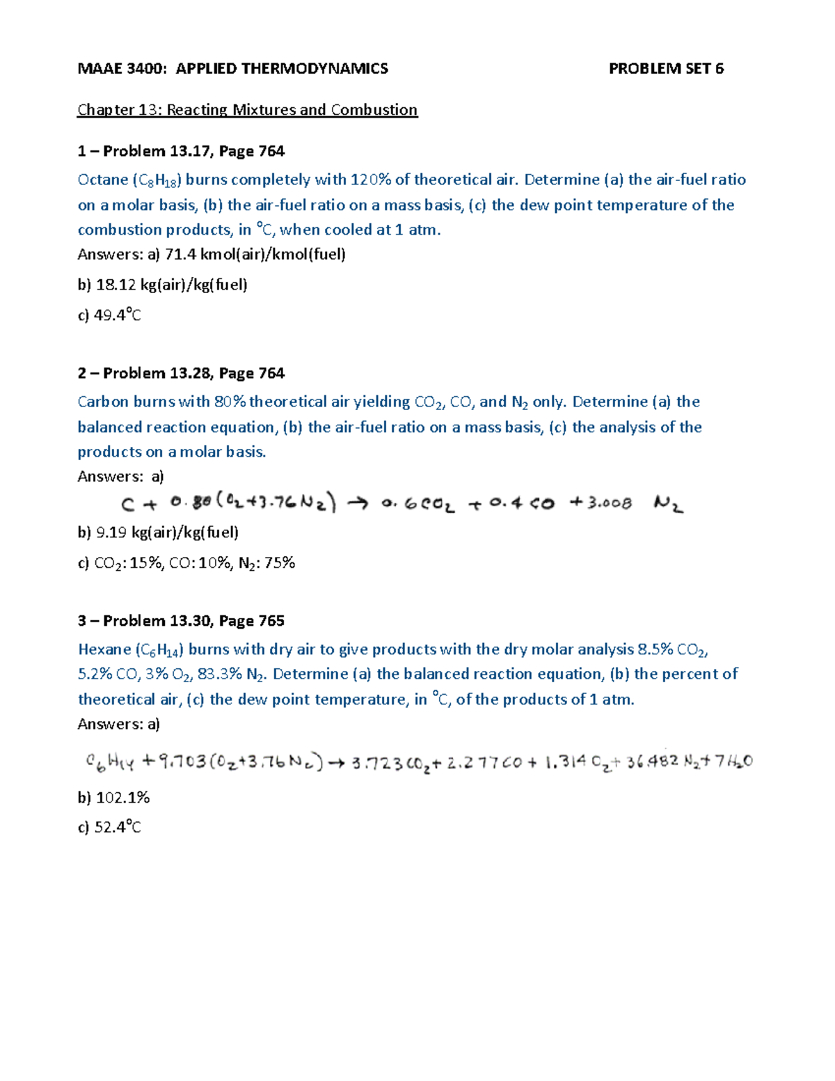 MAAE3400 Problem Set 06 - MAAE 3400: APPLIED THERMODYNAMICS PROBLEM SET ...