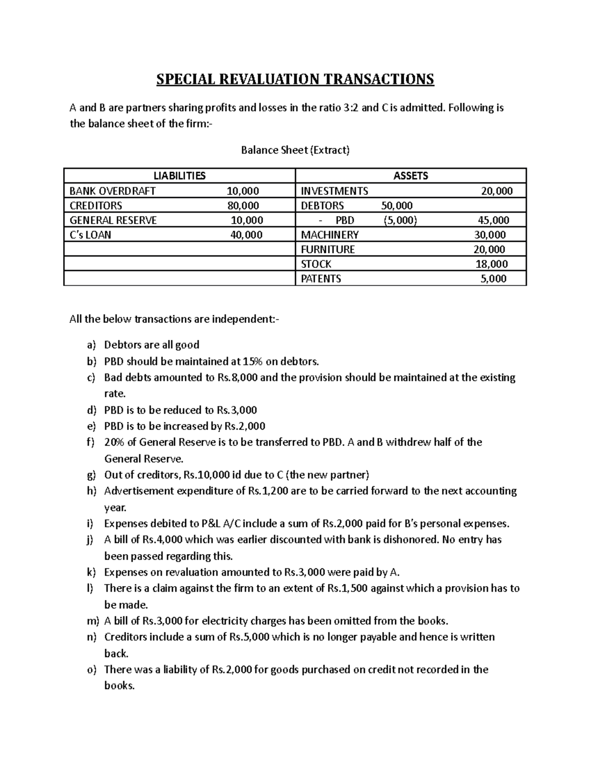 Special Revaluation Transactions - SPECIAL REVALUATION TRANSACTIONS A ...