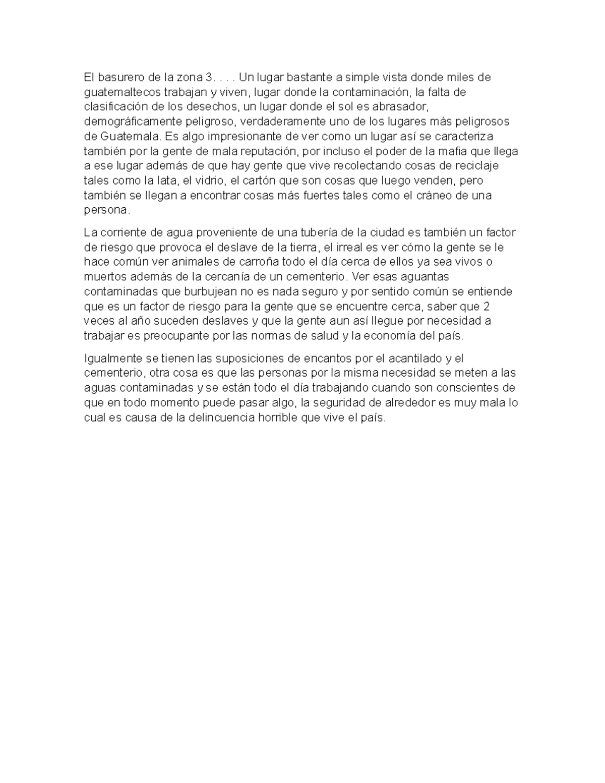 El basurero de la zona 3 - analisis - El basurero de la zona 3.... Un ...