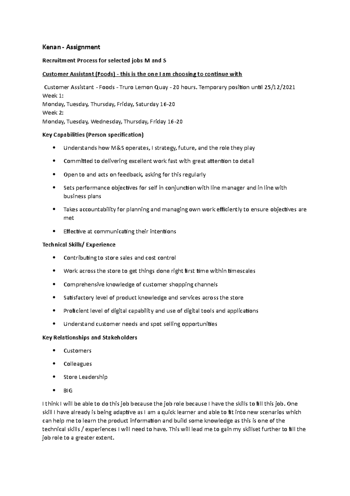 Recruitment Assignment - M and S - Kenan - Assignment Recruitment ...