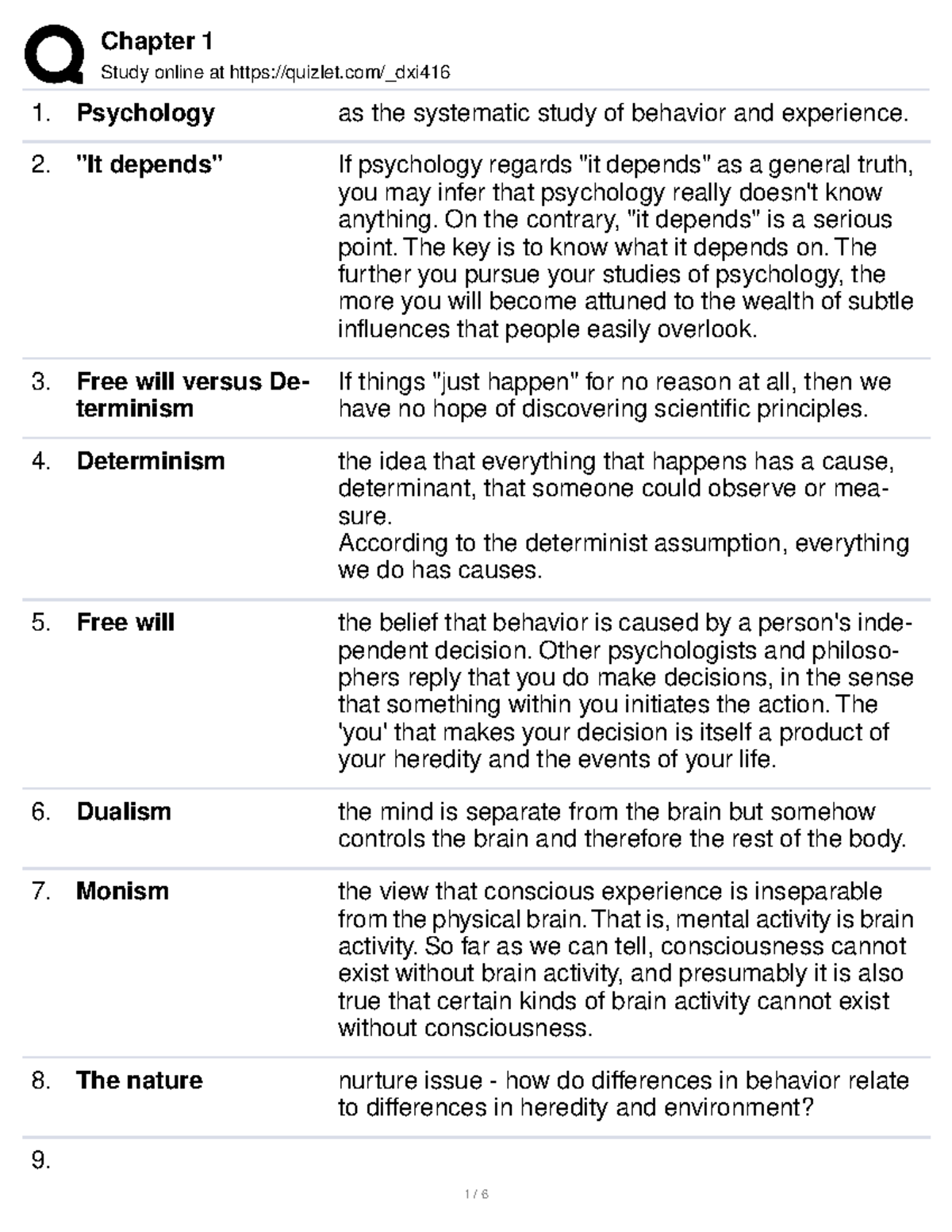 Chapter 1 Module 1 1 1 Summary Introduction To Psychology Study