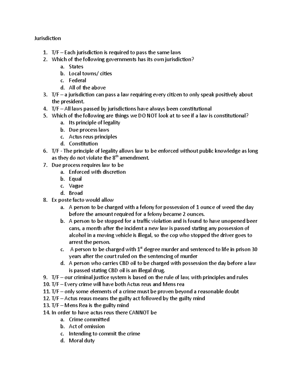 Study guide test 2 - Typed notes from live lecture taught by professor ...