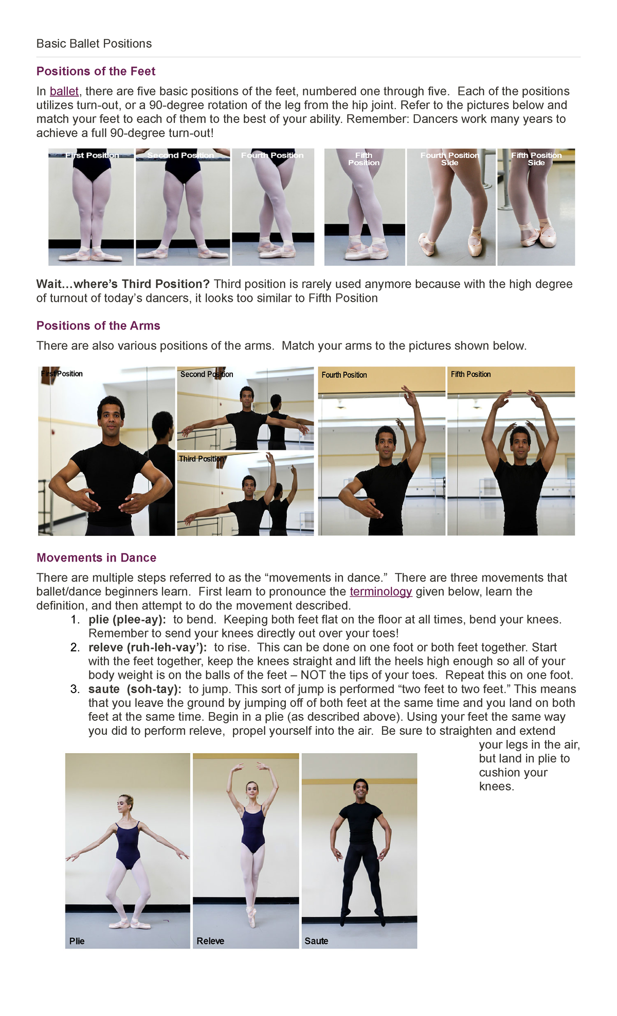 Basic Ballet Positions Basic Ballet Positions Positions Of The Feet