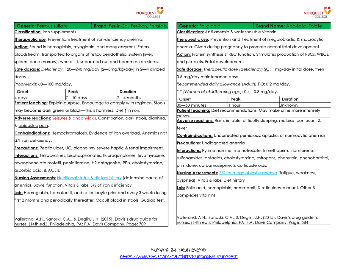 Med cards starting with F PDF - Nursing By Neumeyer© Generic: Ferrous ...