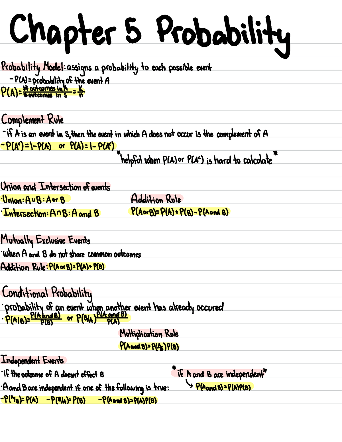 Stats Day 6 Notes - Chapter 5 Probability Probability Model : Assigns A ...