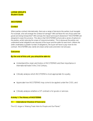 ICL WS2 task 1 - workshop 2 task 1 2022/2023 - International Commercial ...