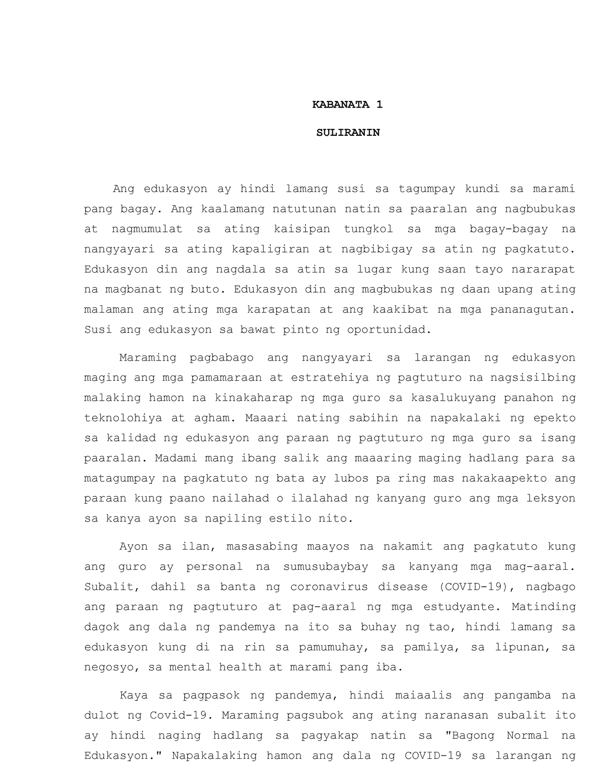 EPEKTO NG MODULAR DISTANCE LEARNING SA KOMPREHENSYON NG MGA MAG-AARAL ...