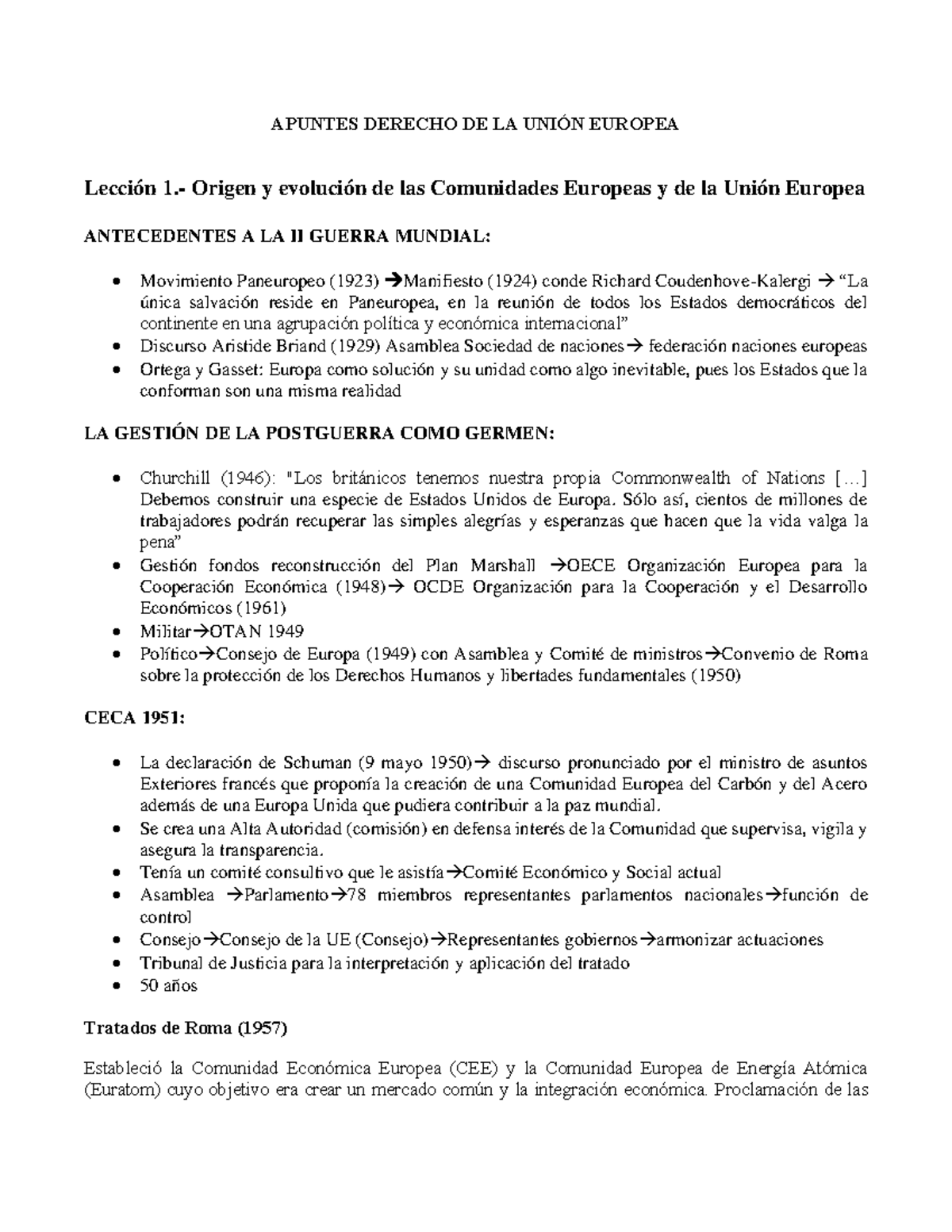 Apuntes Derecho DE LA UNIÓN TODO - APUNTES DERECHO DE LA UNIÓN EUROPEA ...