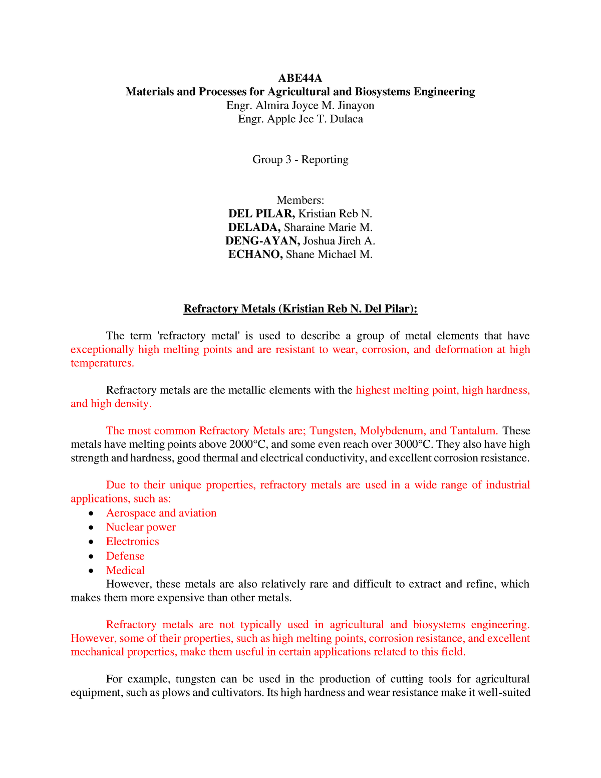 Refractory Metals (Detailed - Script) - Agricultural and Biosystems ...