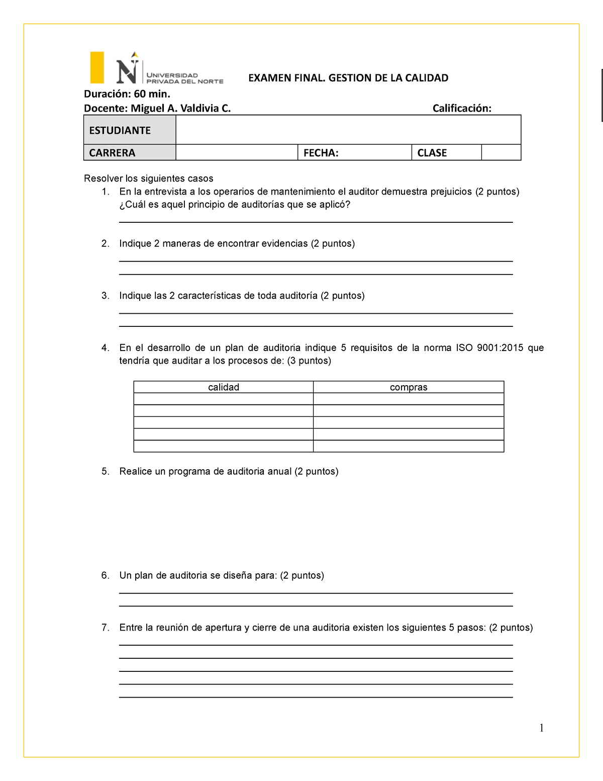 EF Gestion Calidad B - Xddxxxd - EXAMEN FINAL. GESTION DE LA CALIDAD ...