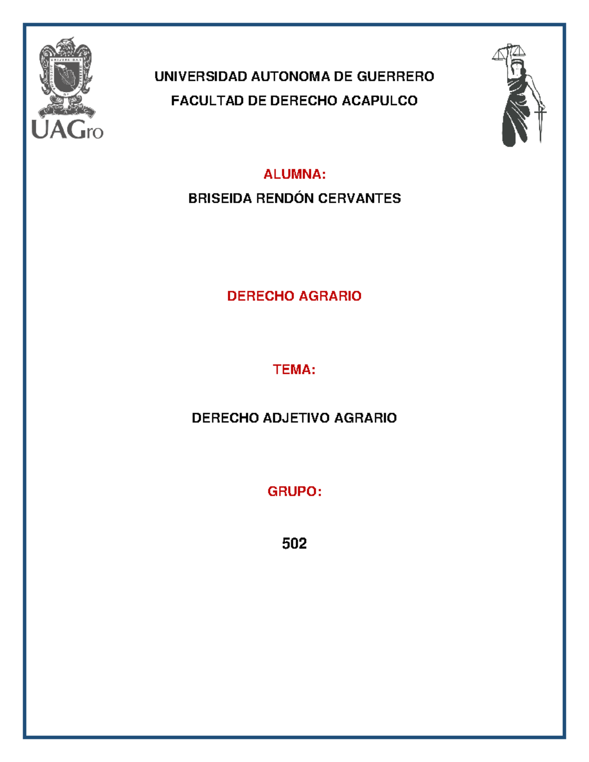 Ensayo Derecho Subjetivo Agrario - UNIVERSIDAD AUTONOMA DE GUERRERO ...