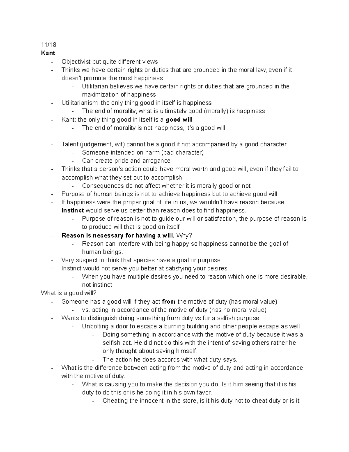 Philos Lecture 11/18 11/ Kant Objectivist but quite different views