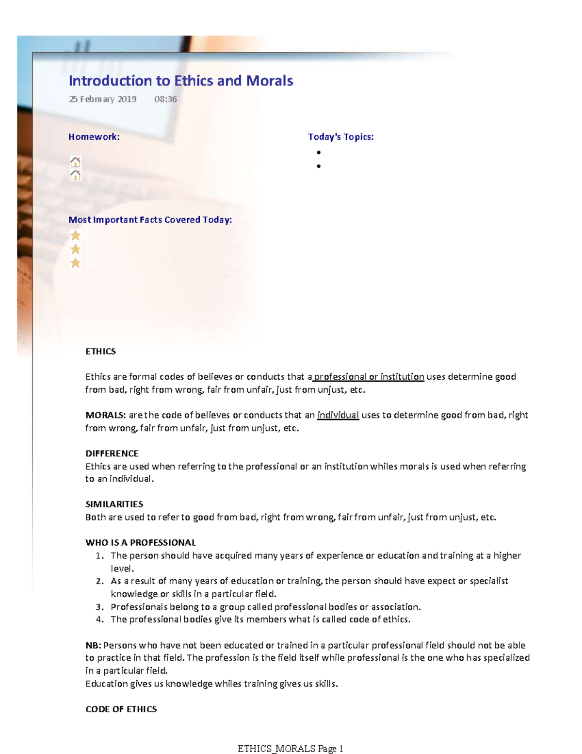 Ethics and Morales pdf - Most Important Facts Covered Today ...