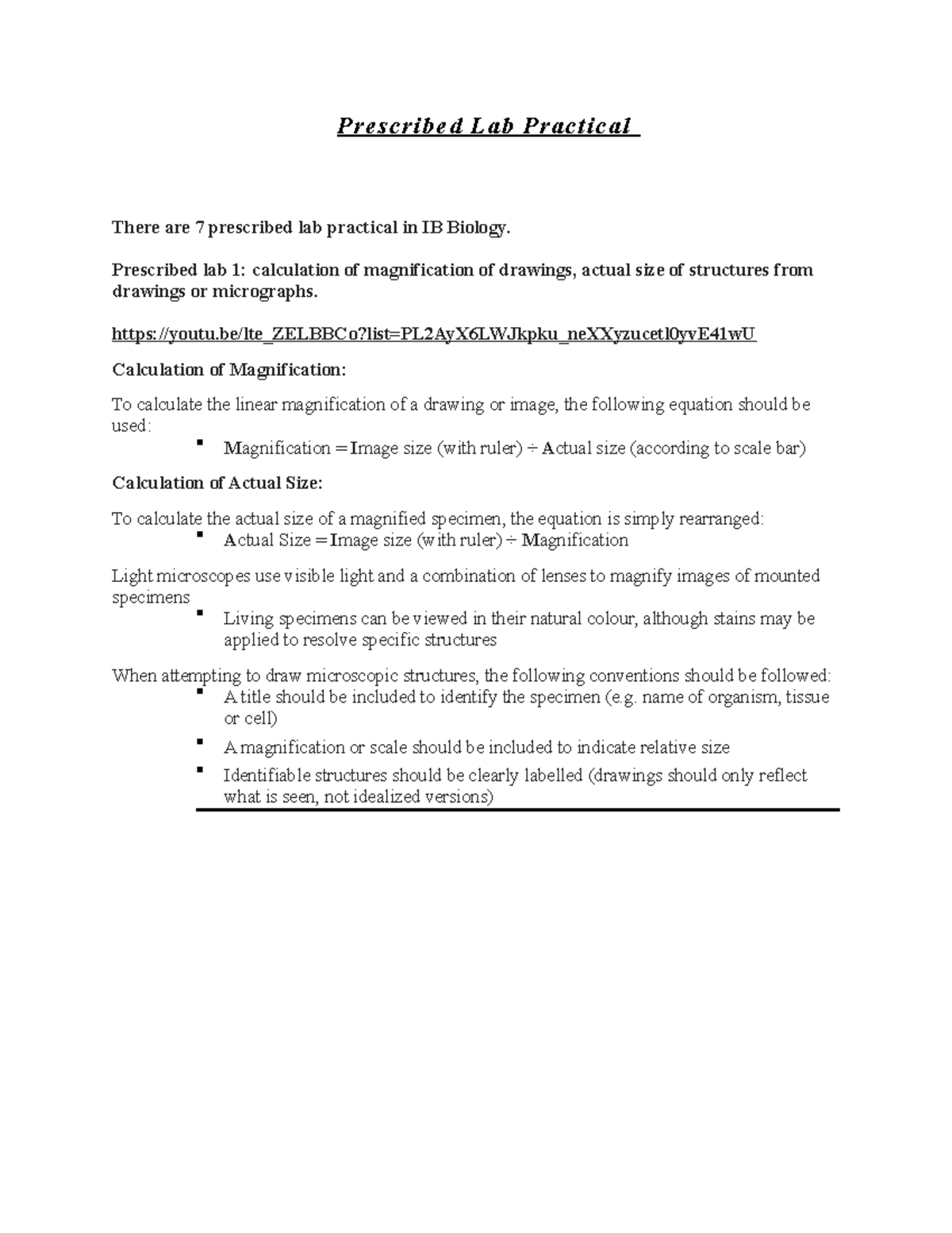 Prescribed Lab Practical for Biology - Prescribed Lab Practical There ...