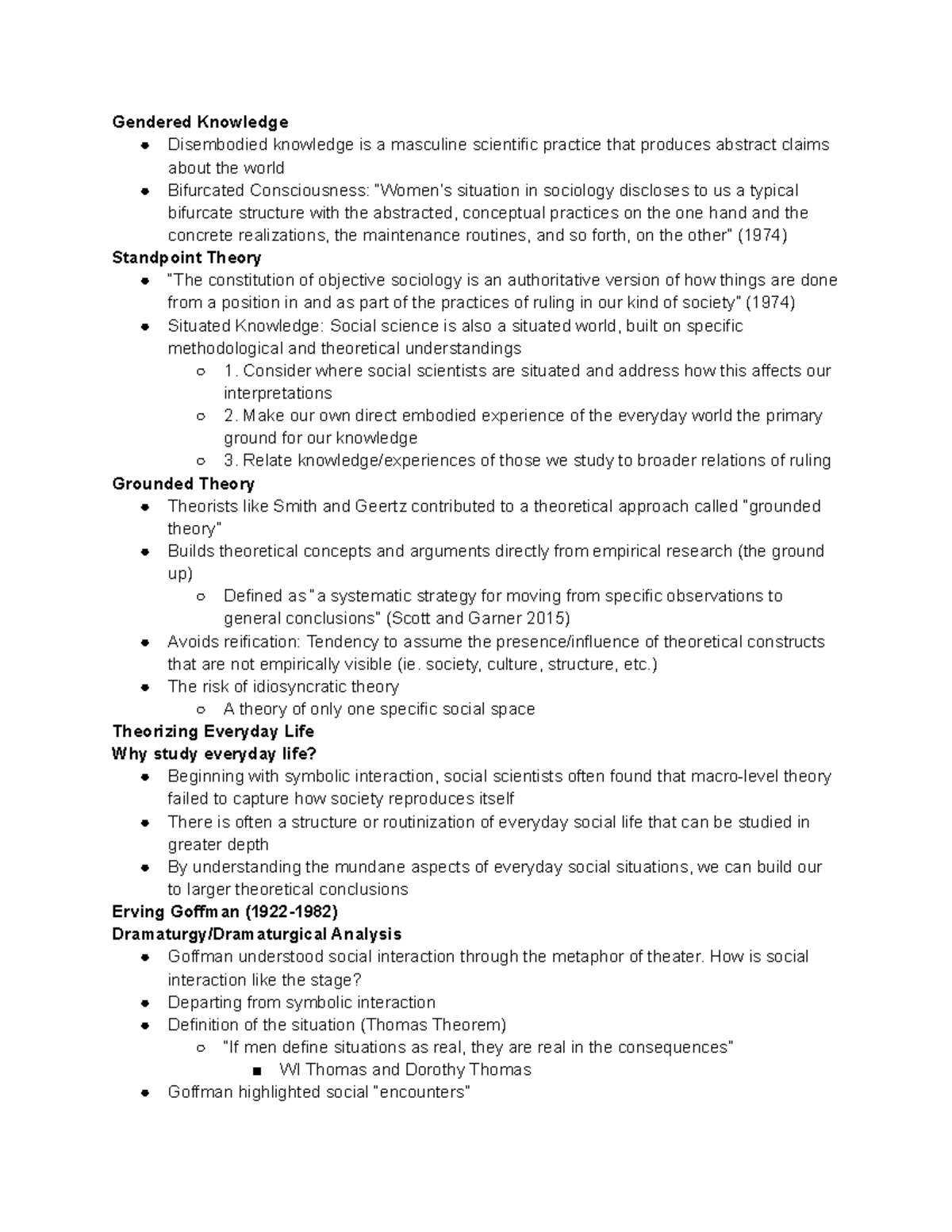 Gender Knowledge, Standpoint Theory, and Erving Goffman Gendered