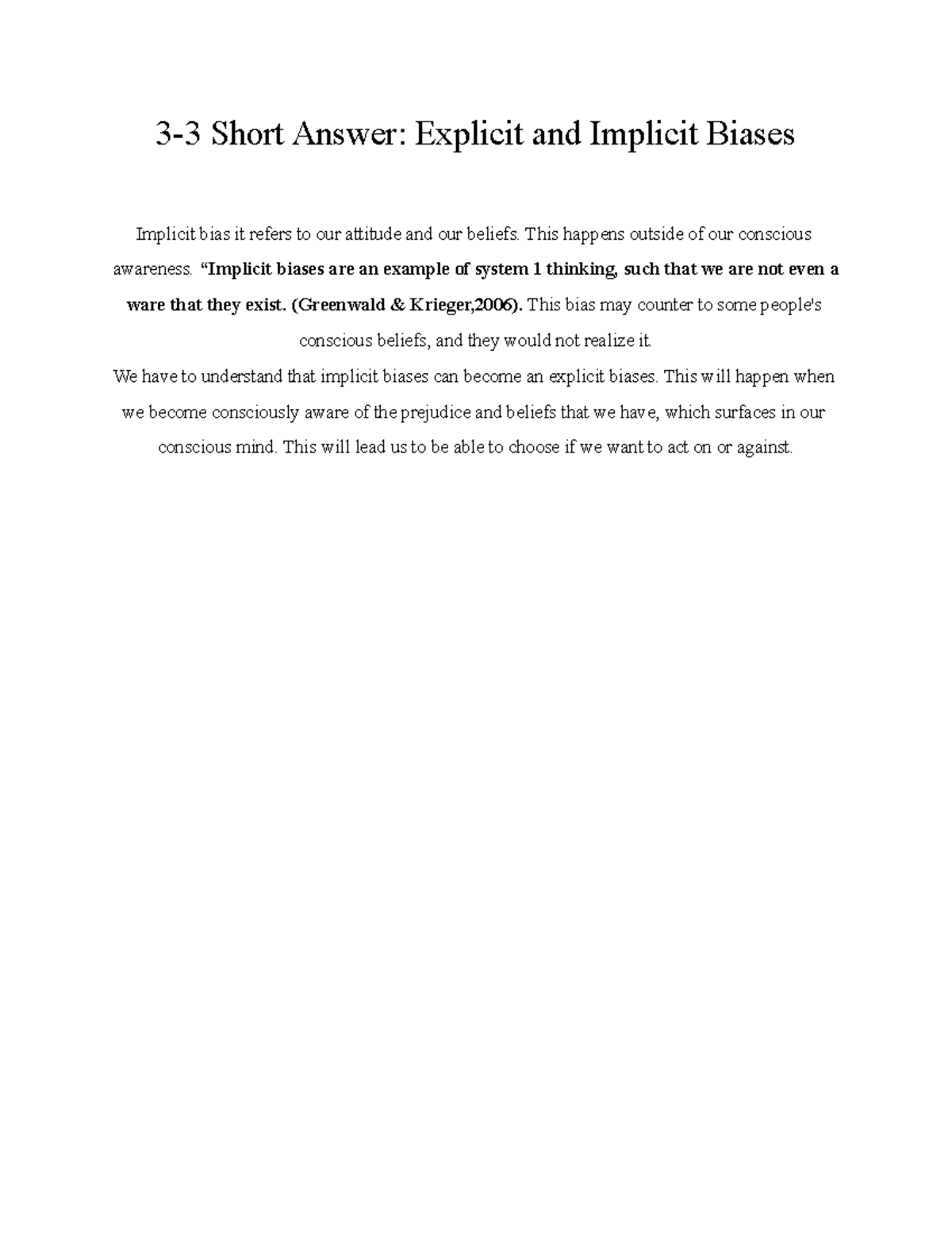 3-3 Short Answer Explicit and Implicit Biases - 3-3 Short Answer ...