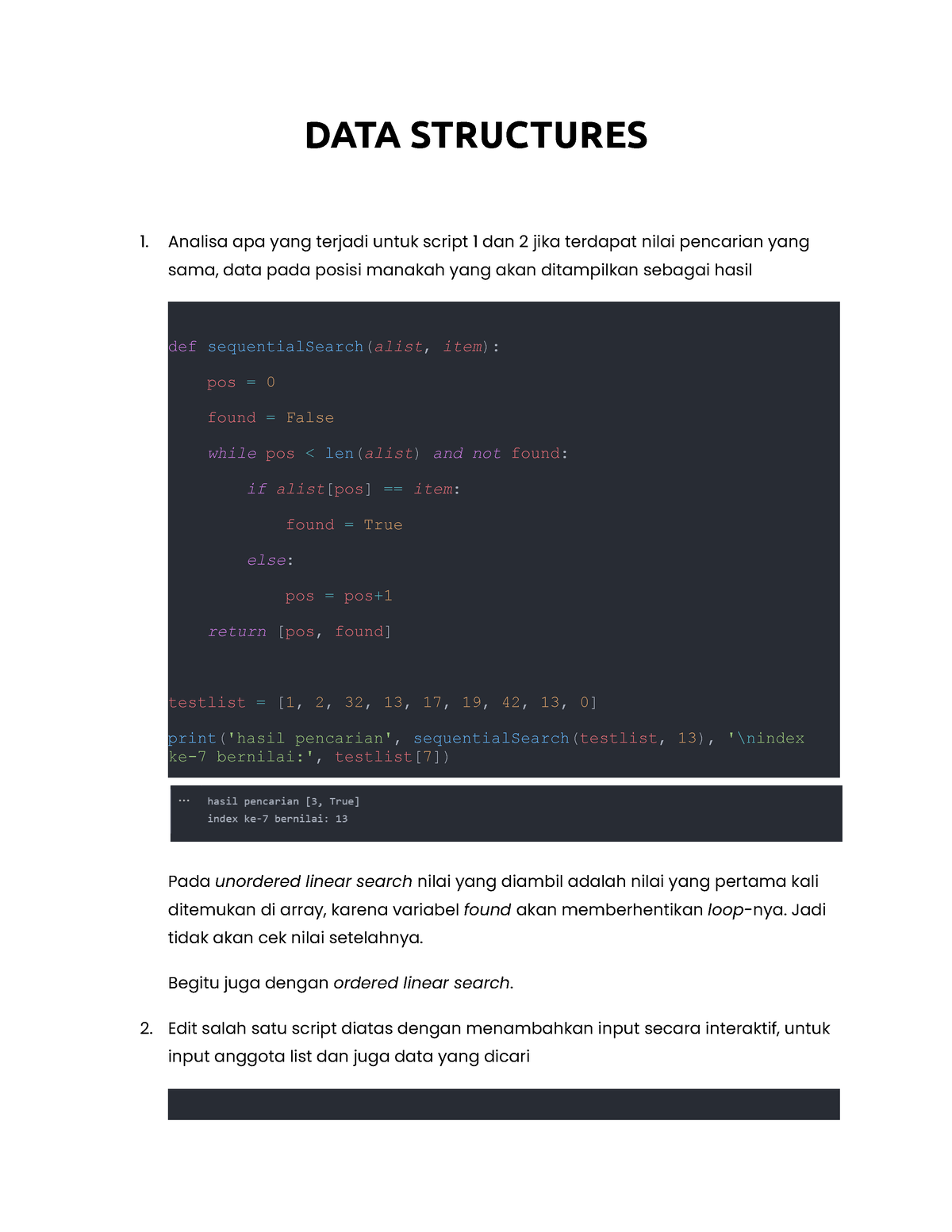 Struktur Data Data Structures Analisa Apa Yang Terjadi Untuk Script 1 Dan 2 Jika Terdapat 5668