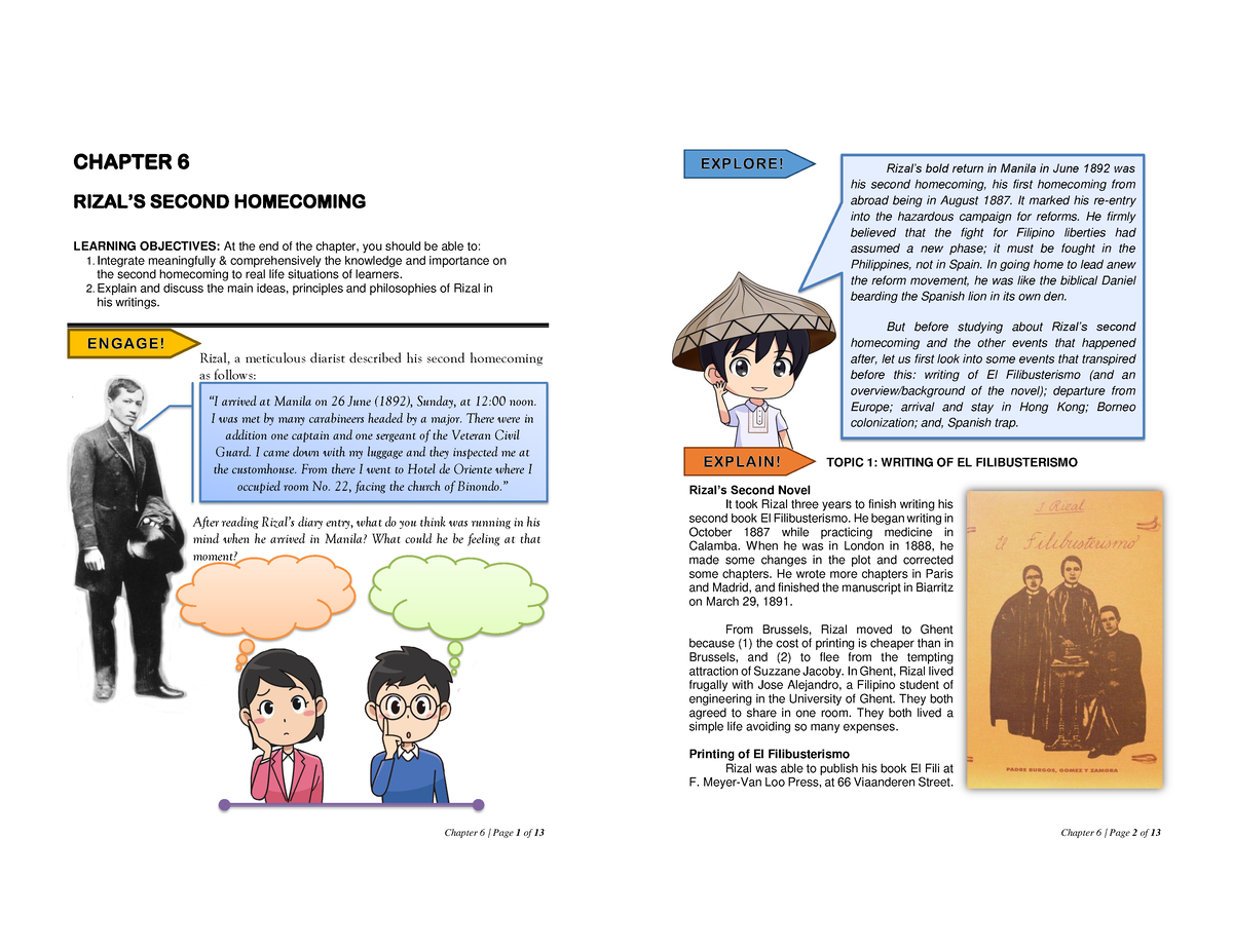 Lesson 6 Life Of Rizal In Dapitan Chapter 6 Page 1 Of 13 I Arrived