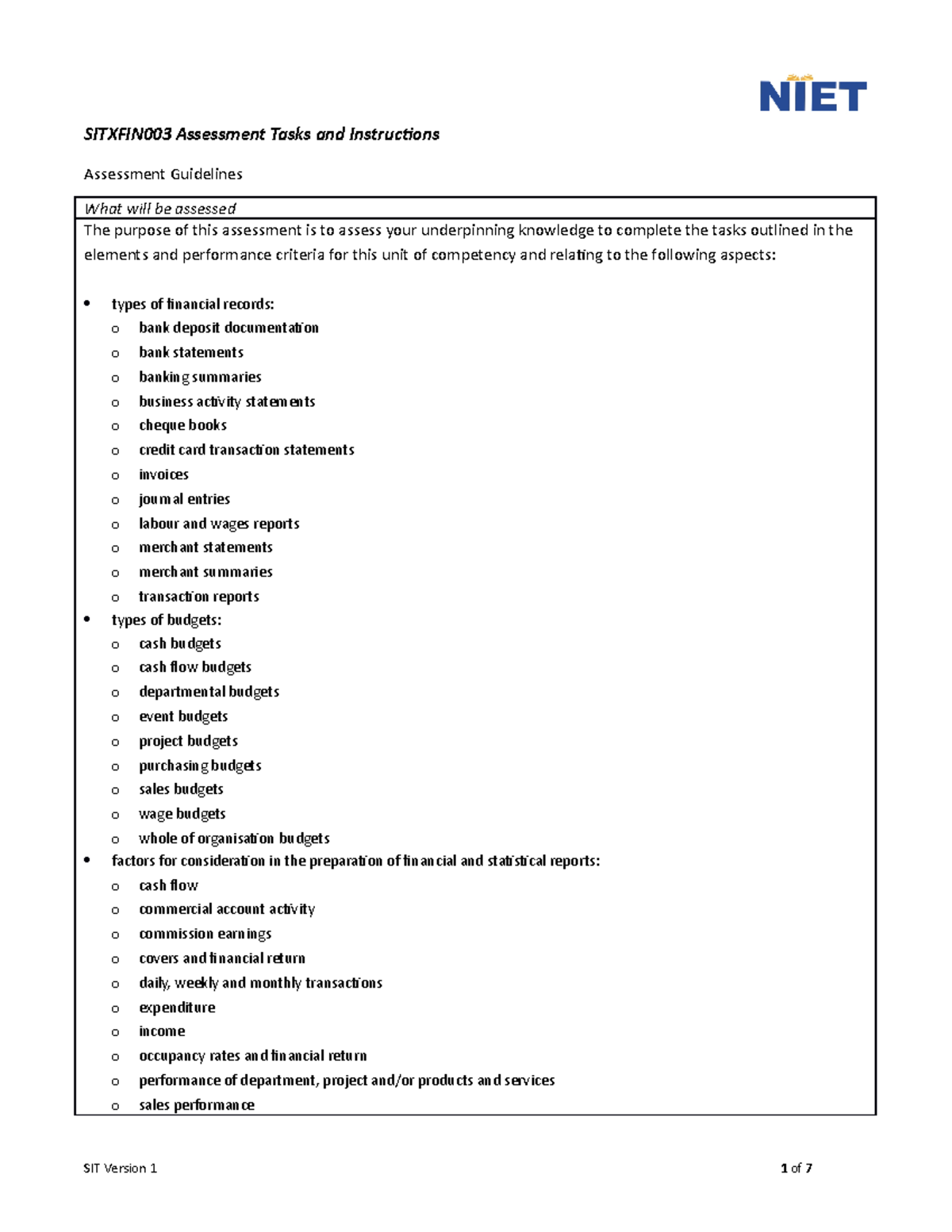 Sitxfin 003 Assessment - SITXFIN003 Assessment Tasks And Instructions ...