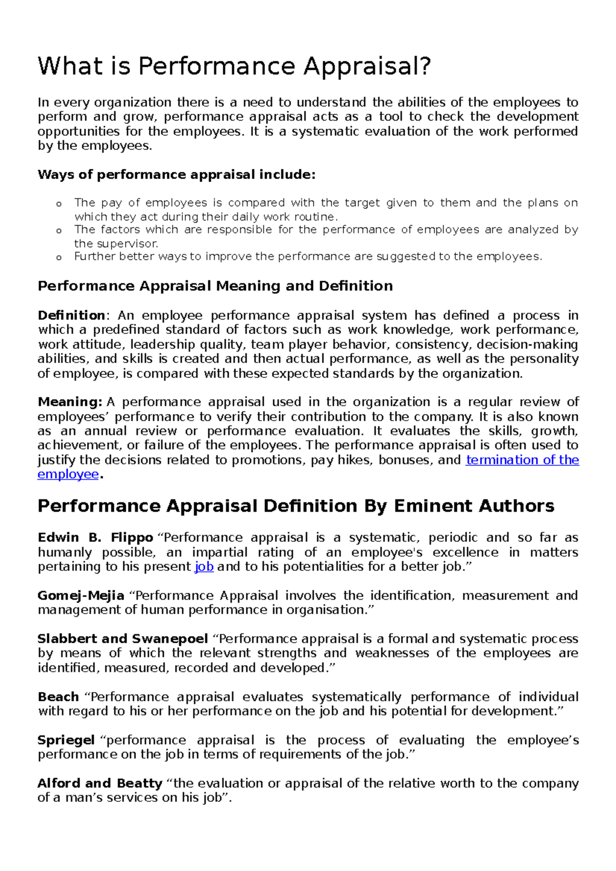 essay evaluation performance appraisal