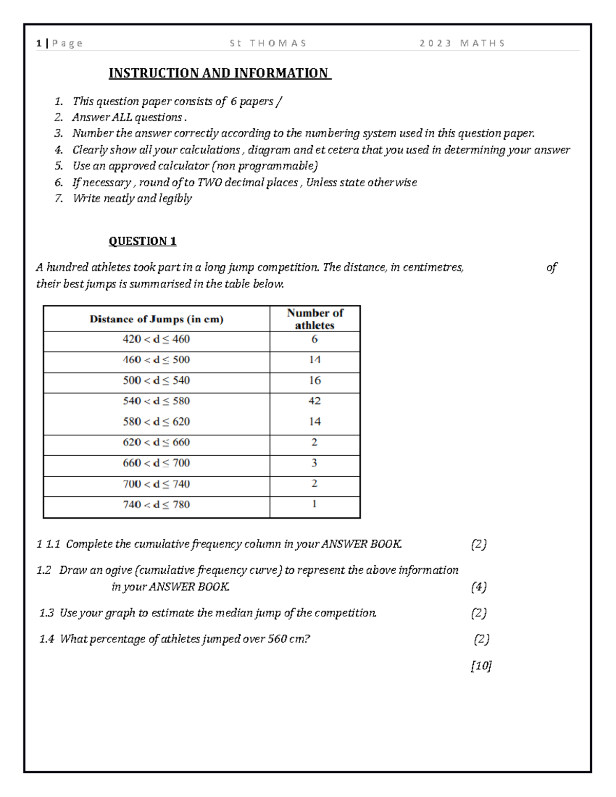 Question 2 - INSTRUCTION AND INFORMATION This question paper consists ...