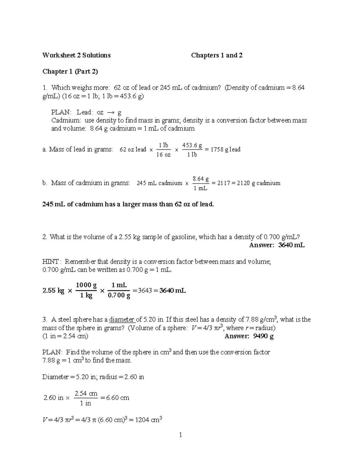 Solutions Worksheet 2 Chapter 1 Part 2 And Chapter 2 Part 1 - Worksheet ...